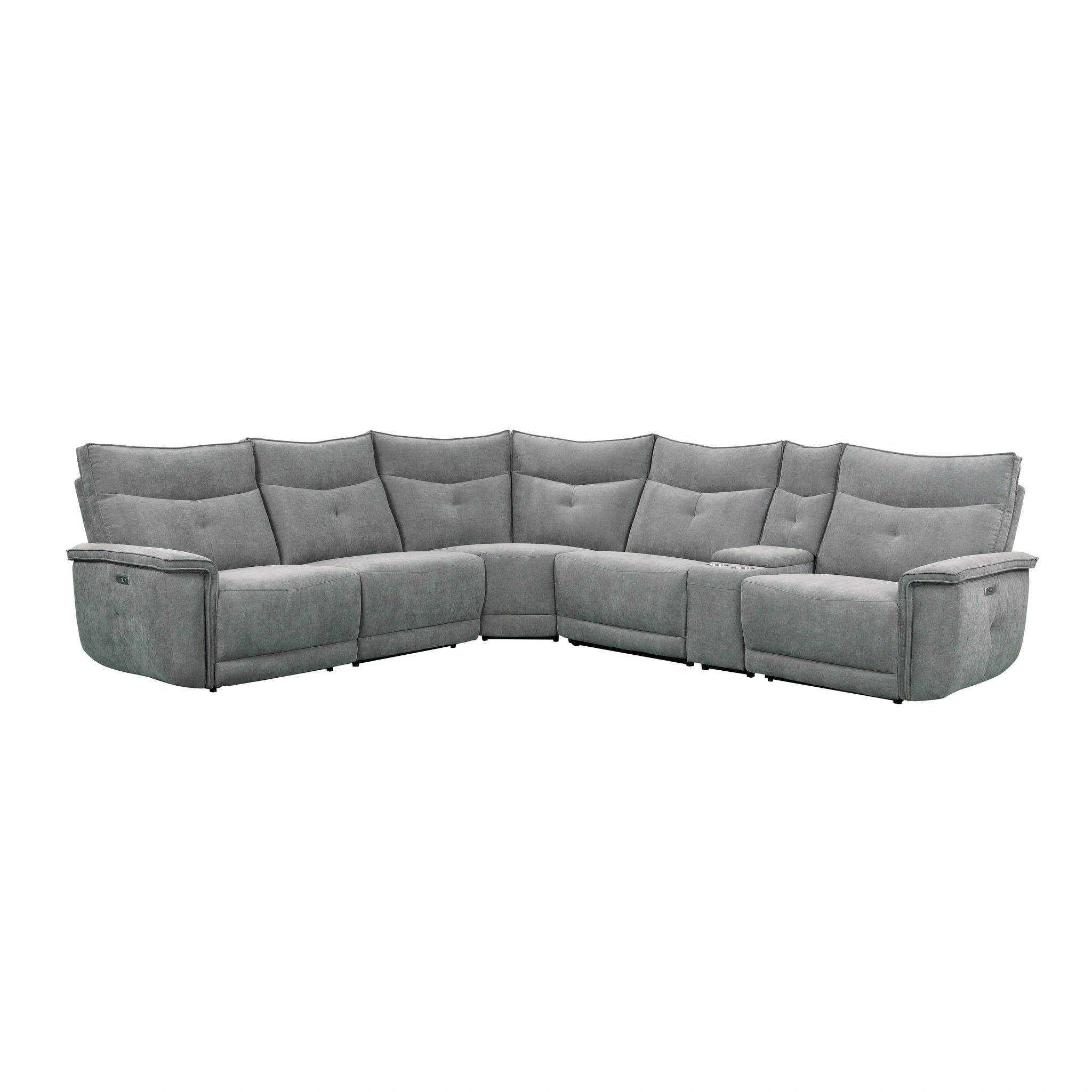 Tesoro-(6)6-Piece Modular Power Reclining Sectional with Power Headrests and USB Ports image