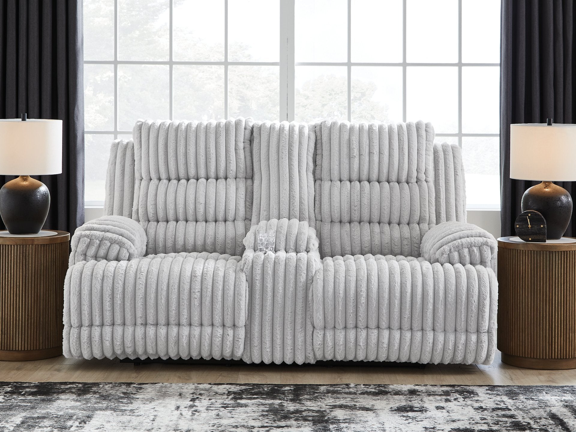 Rhines Falls Power Reclining Loveseat with Console - Furniture 4 Less Outlet (Salinas,CA)