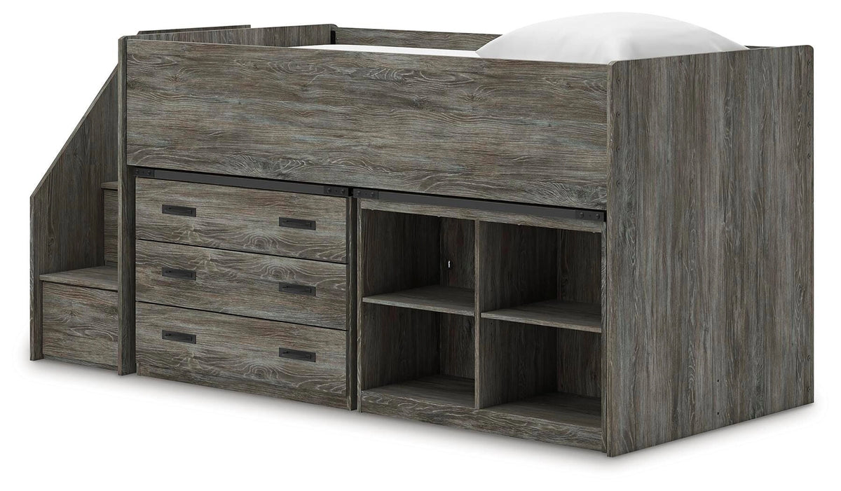 Frandern Loft Bed with Bookcase and Drawer Storage