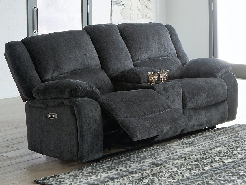 Draycoll Power Reclining Loveseat with Console - Furniture 4 Less Outlet (Salinas,CA)