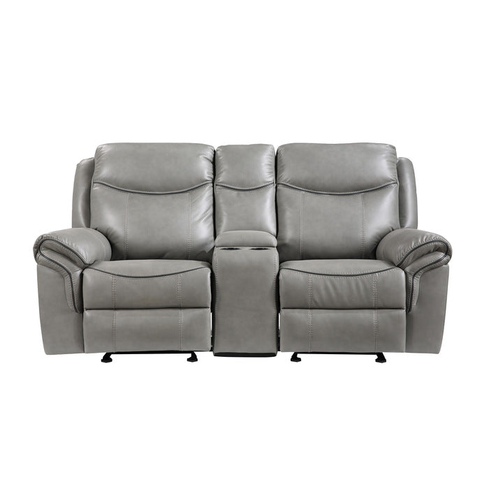 8206GRY-2 - Double Glider Reclining Love Seat with Center Console, Receptacles and USB Ports - Furniture 4 Less Outlet (Salinas,CA)