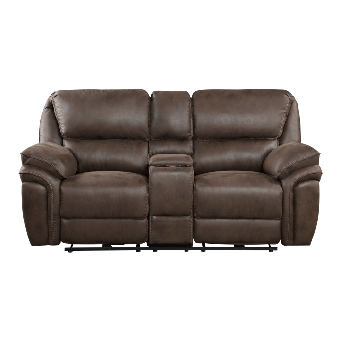 8517BRW-2PW - Power Double Reclining Love Seat with Center Console - Furniture 4 Less Outlet (Salinas,CA)