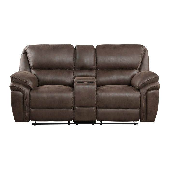 8517BRW-2 - Double Reclining Love Seat with Center Console - Furniture 4 Less Outlet (Salinas,CA)