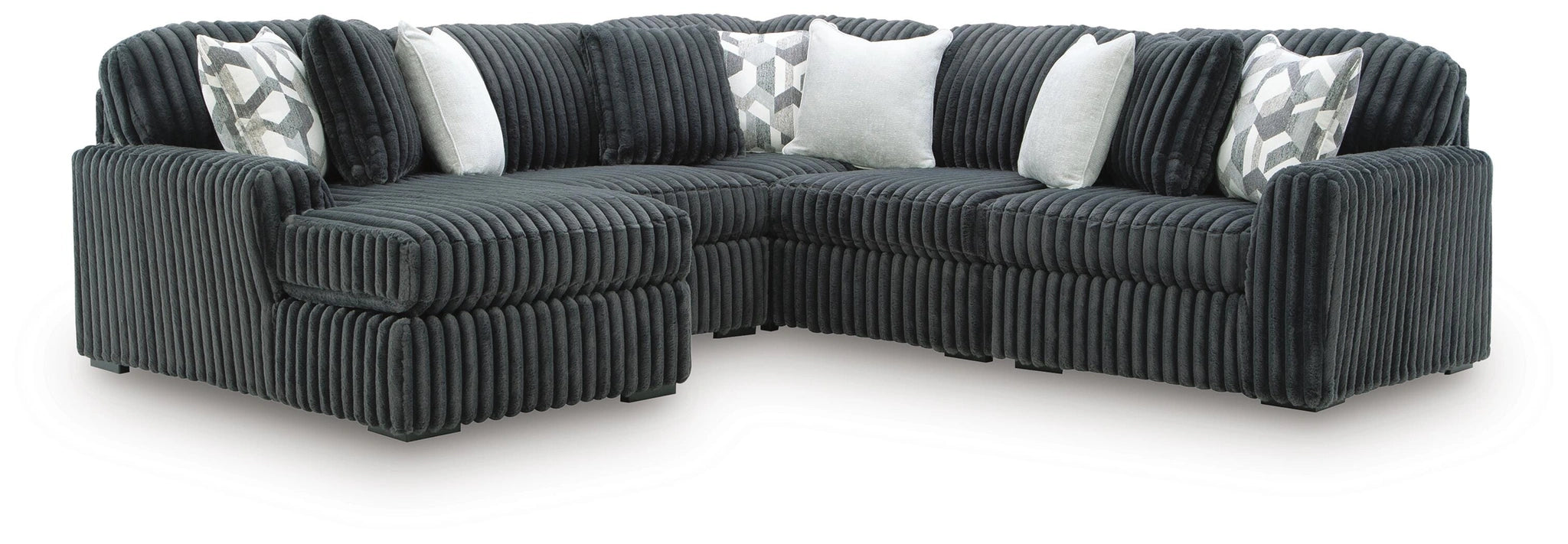 Midnight-Madness Sectional with Chaise - Gunmetal