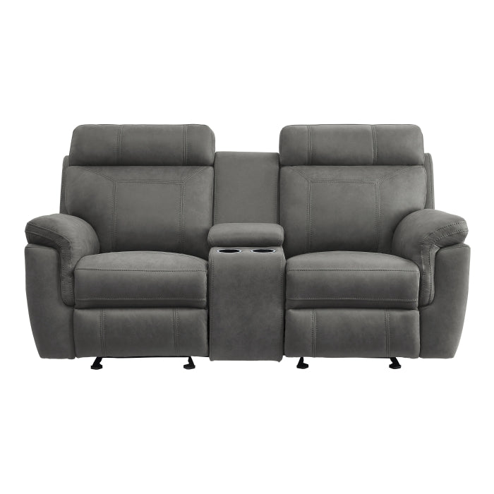 9301GRY-2 - Double Glider Reclining Love Seat with Center Console - Furniture 4 Less Outlet (Salinas,CA)