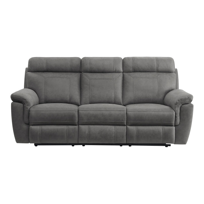 9301GRY-3 - Double Reclining Sofa with Center Drop-Down Cup Holders - Furniture 4 Less Outlet (Salinas,CA)