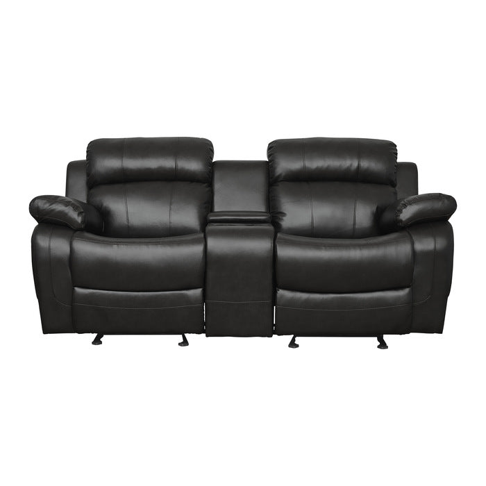 Marille Double Glider Reclining Loveseat with Center Console in Black - Furniture 4 Less Outlet (Salinas,CA)