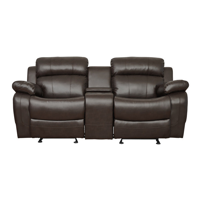Marille Double Glider Reclining Loveseat with Center Console in Brown - Furniture 4 Less Outlet (Salinas,CA)