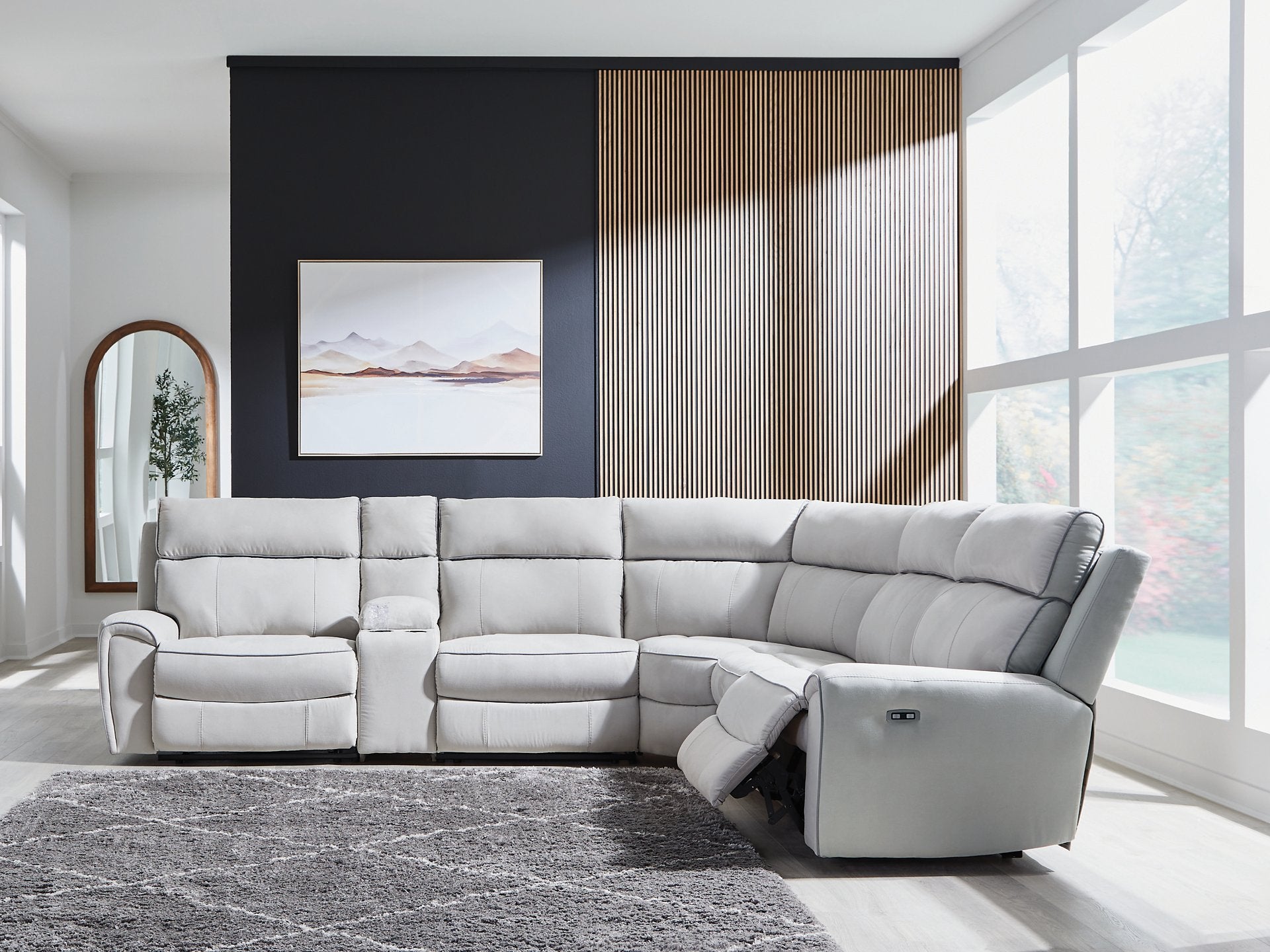 Social Pointe Reclining Sectional with Storage Console - Furniture 4 Less Outlet (Salinas,CA)