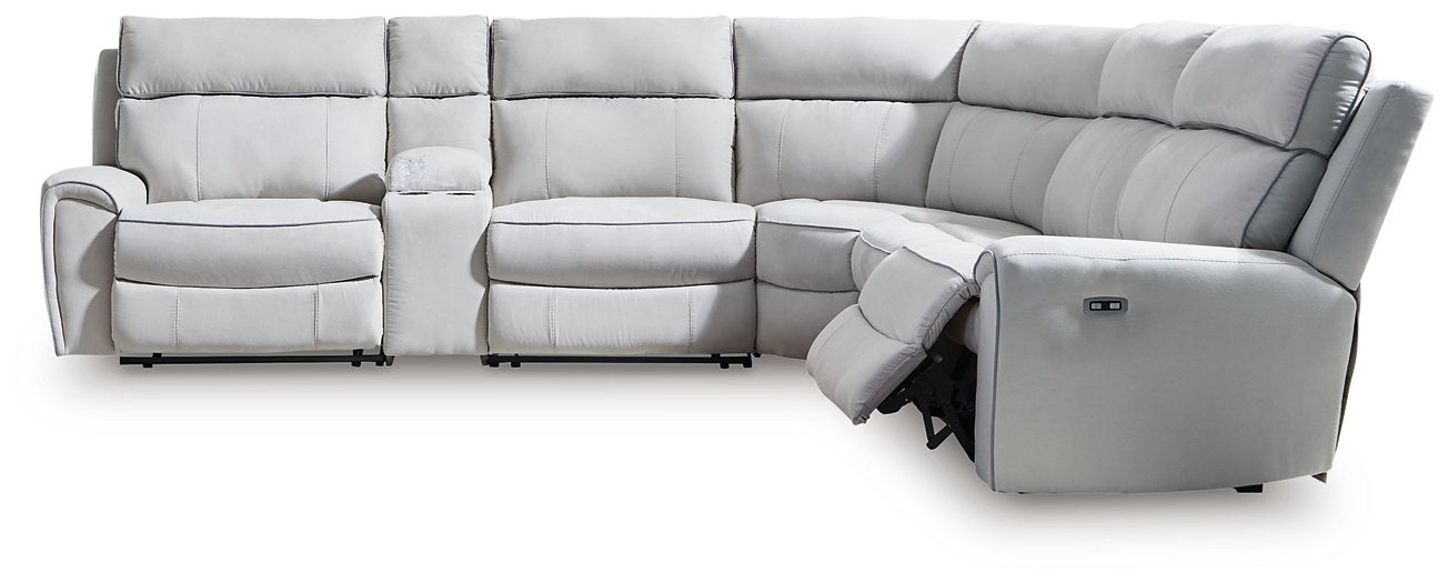 Social Pointe Reclining Sectional with Storage Console - Furniture 4 Less Outlet (Salinas,CA)