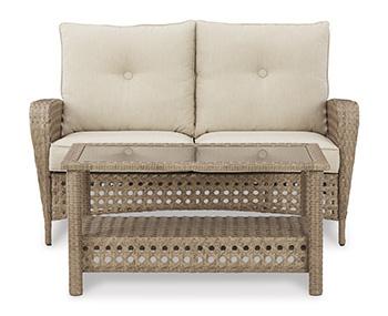 Braylee Outdoor Loveseat with Table (Set of 2) - Furniture 4 Less Outlet (Salinas,CA)