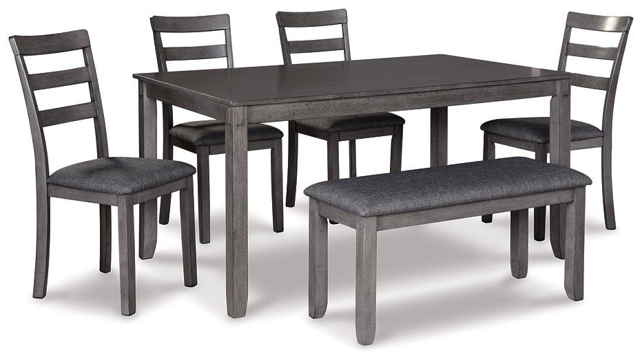Bridson Dining Table and Chairs with Bench (Set of 6) - Furniture 4 Less Outlet (Salinas,CA)