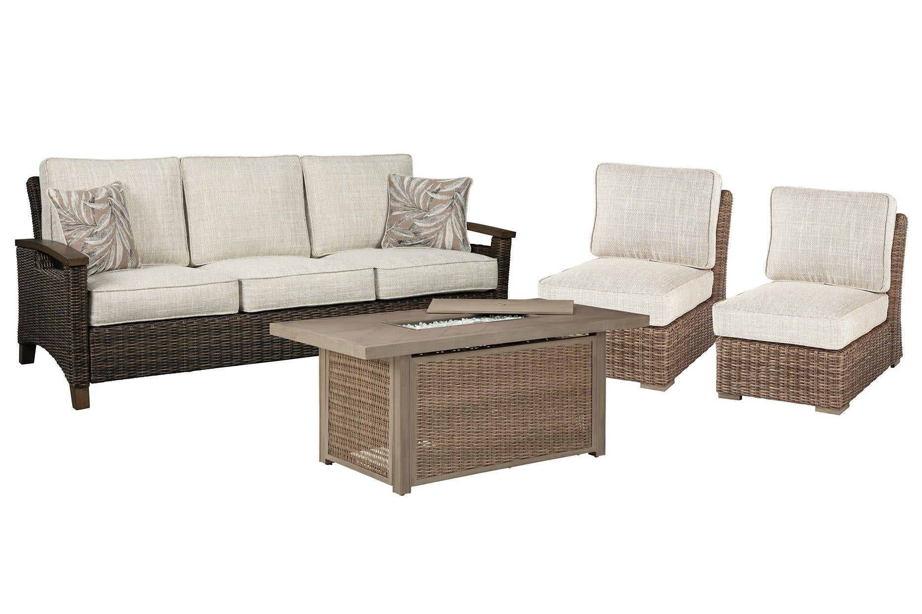 Beachcroft Outdoor Sofa, Lounge Chairs and Fire Pit - Furniture 4 Less Outlet (Salinas,CA)