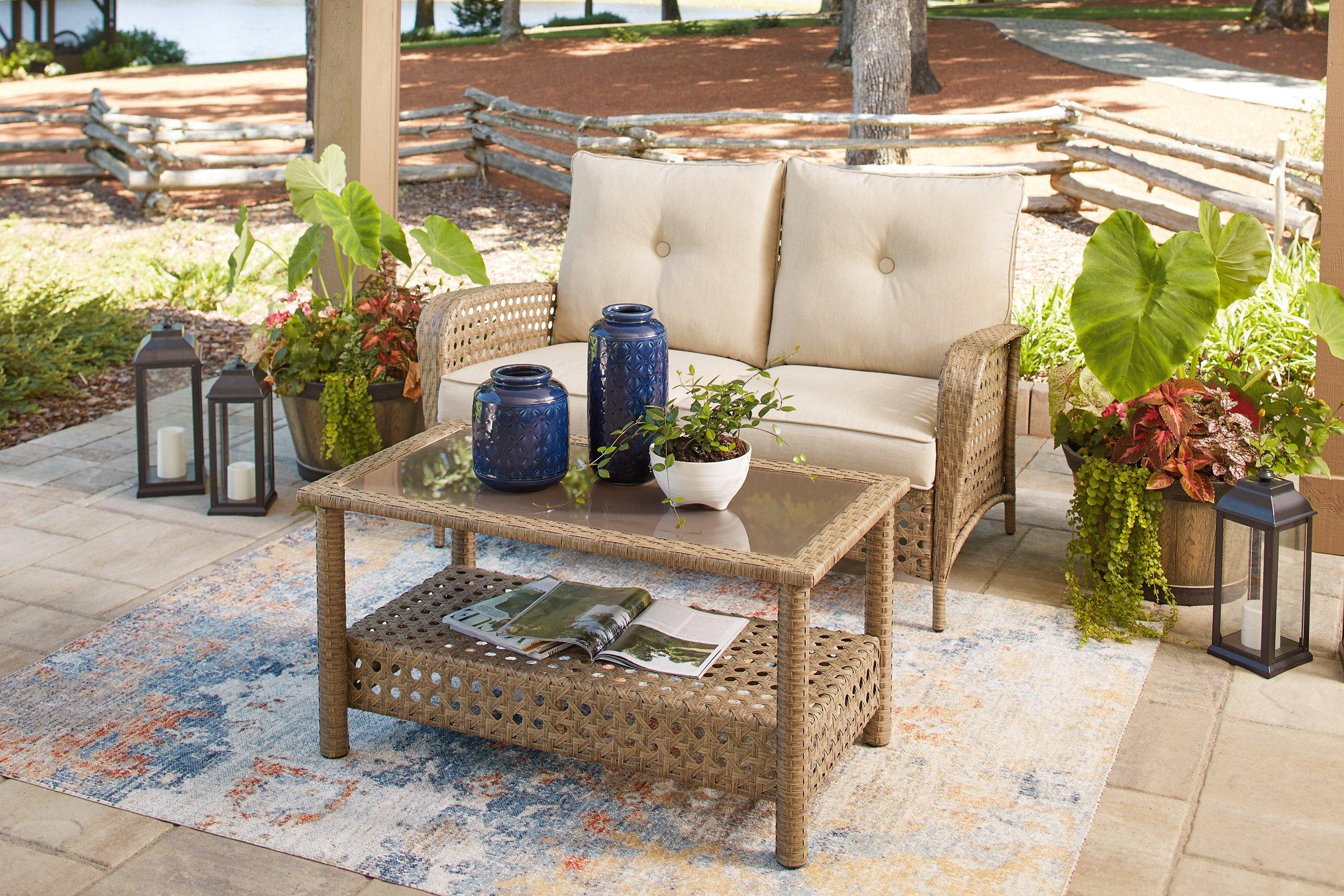 Braylee Outdoor Loveseat with Table (Set of 2) - Furniture 4 Less Outlet (Salinas,CA)