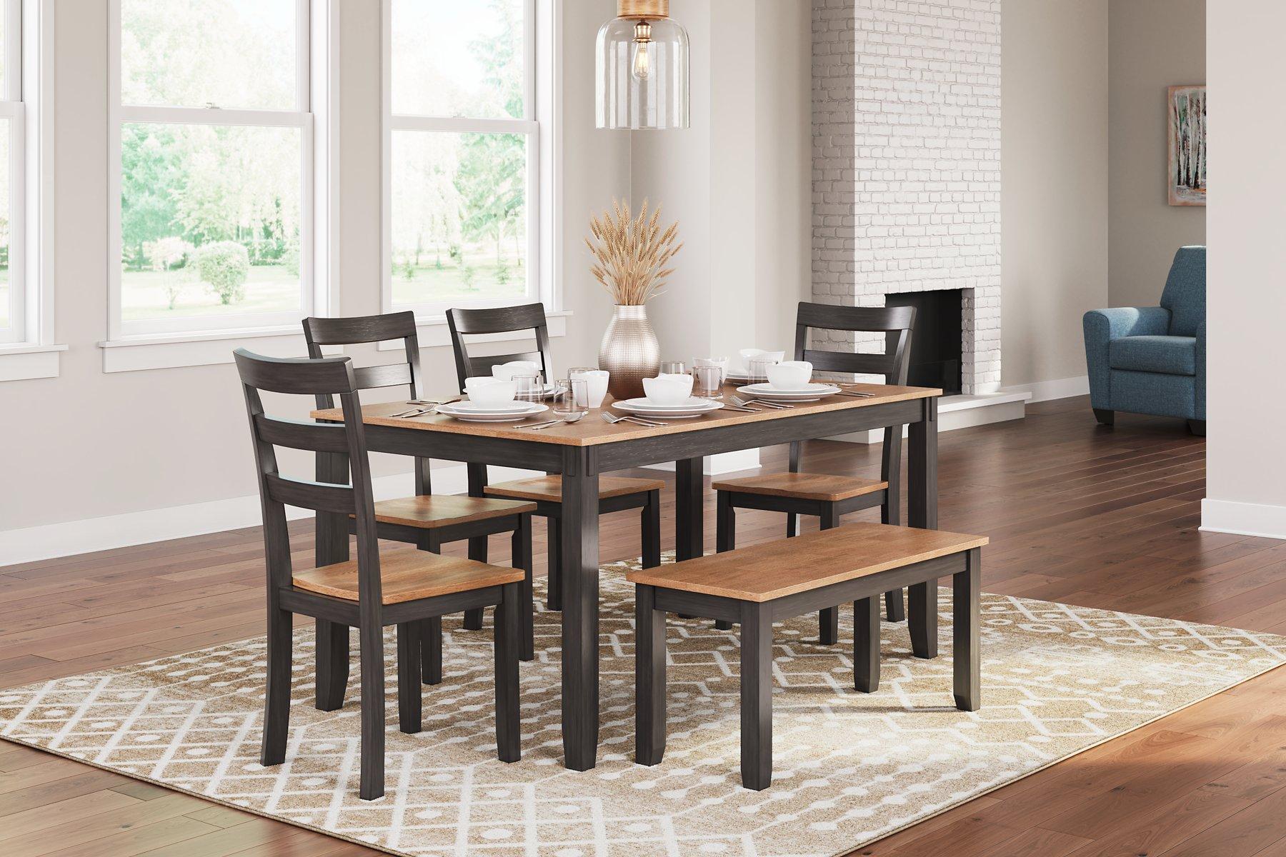 Gesthaven Dining Table with 4 Chairs and Bench (Set of 6) - Furniture 4 Less Outlet (Salinas,CA)