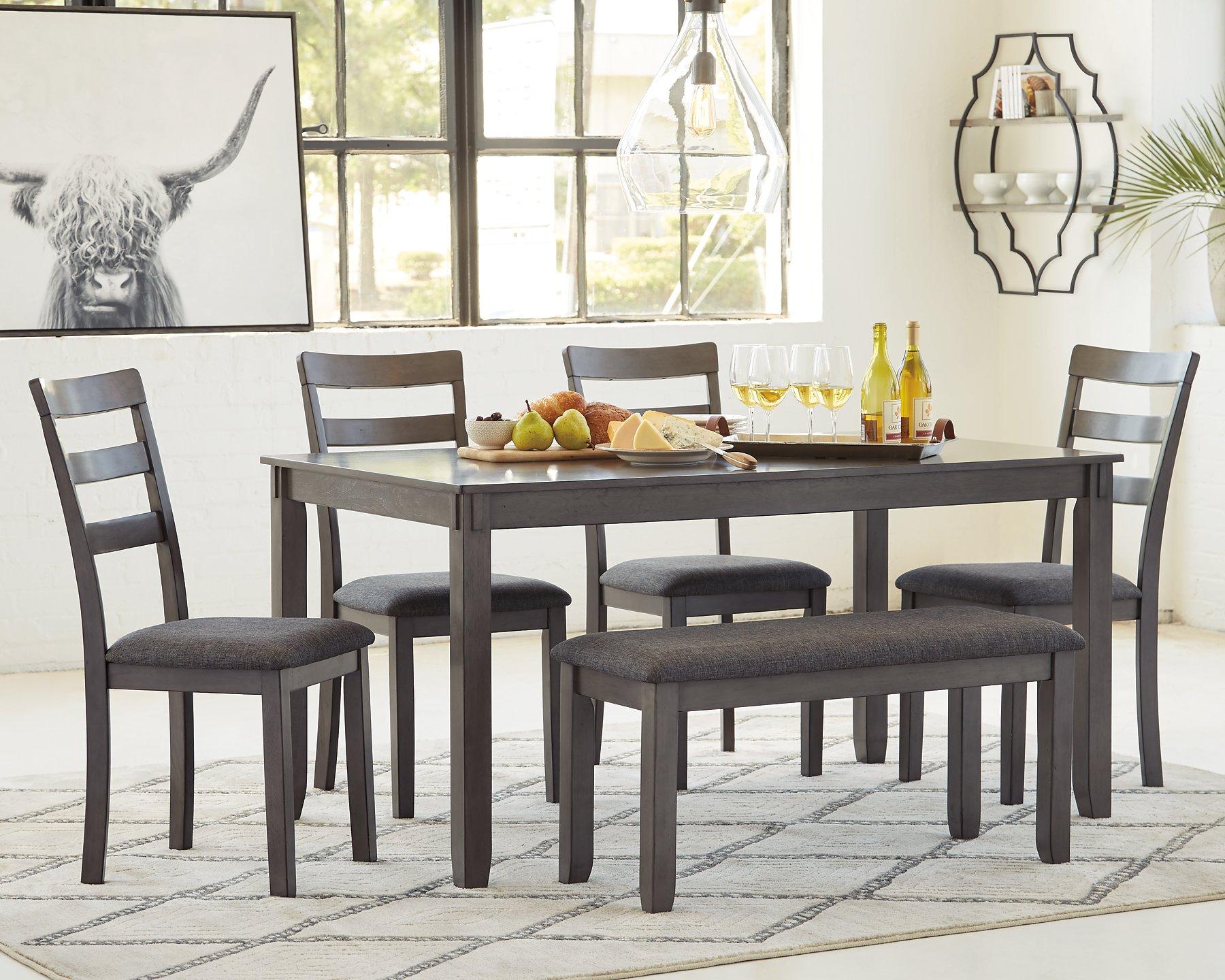 Bridson Dining Table and Chairs with Bench (Set of 6) - Furniture 4 Less Outlet (Salinas,CA)