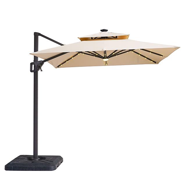 Xico 8 Ft Square Umbrella w/ Double Top w/ LED Light + 37" Large Base - Furniture 4 Less Outlet (Salinas,CA)