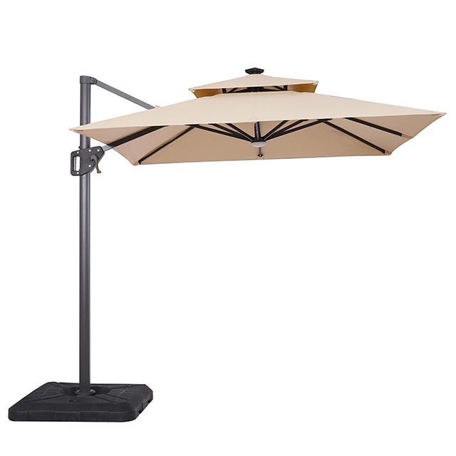Xico 8 Ft Square Umbrella w/ Double Top w/ LED Light + 37" Large Base - Furniture 4 Less Outlet (Salinas,CA)
