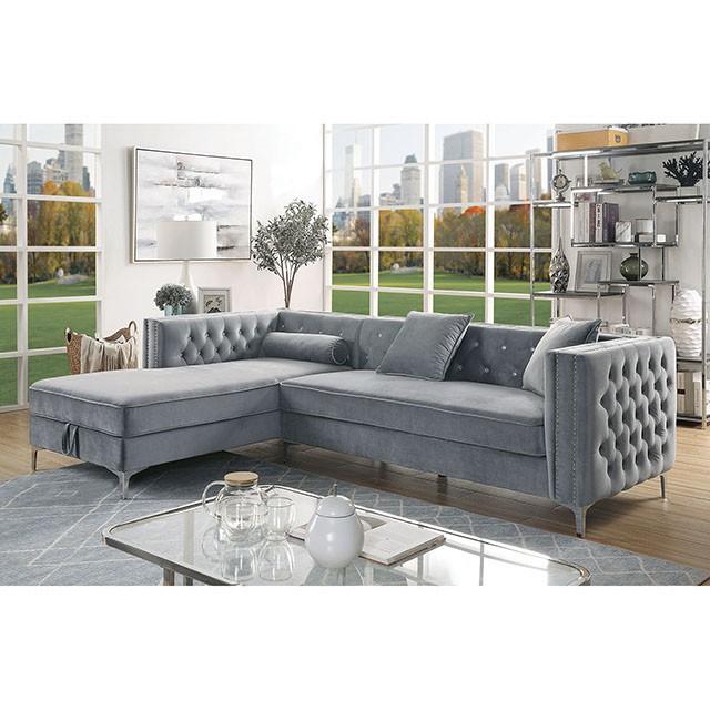 Amie Glam Gray & Black Sectional w/Storage - Furniture 4 Less Outlet (Salinas,CA)