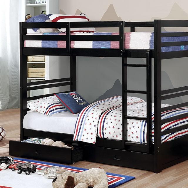 California Iv Black, Walnut, Gray, & White Twin/Twin Bunk Bed - Furniture 4 Less Outlet (Salinas,CA)