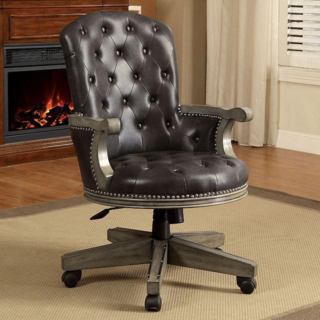 YELENA Gray/Black Height-Adjustable Arm Chair - Furniture 4 Less Outlet (Salinas,CA)