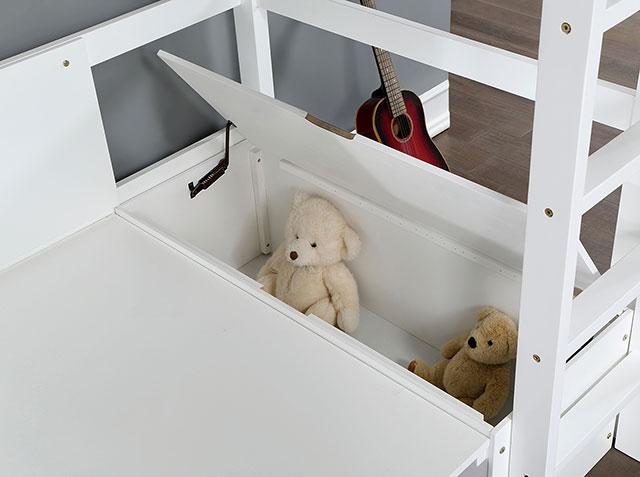 CALLISTUS Twin Workstation Loft Bed, White & Gray - Furniture 4 Less Outlet (Salinas,CA)