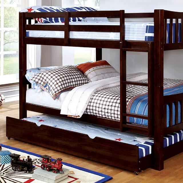 Cameron Dark Walnut, White & Gray Full/Full Bunk Bed - Furniture 4 Less Outlet (Salinas,CA)