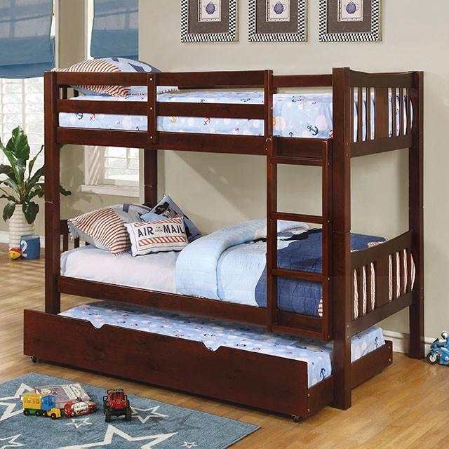 Cameron Dark Walnut, White & Gray Full/Full Bunk Bed - Furniture 4 Less Outlet (Salinas,CA)