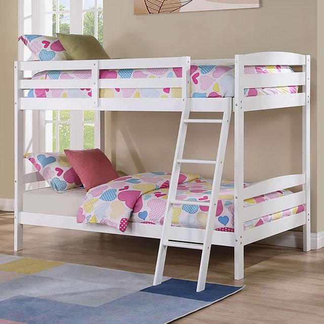 Candice Twin/Twin Bunk Bed White & Gray - Furniture 4 Less Outlet (Salinas,CA)