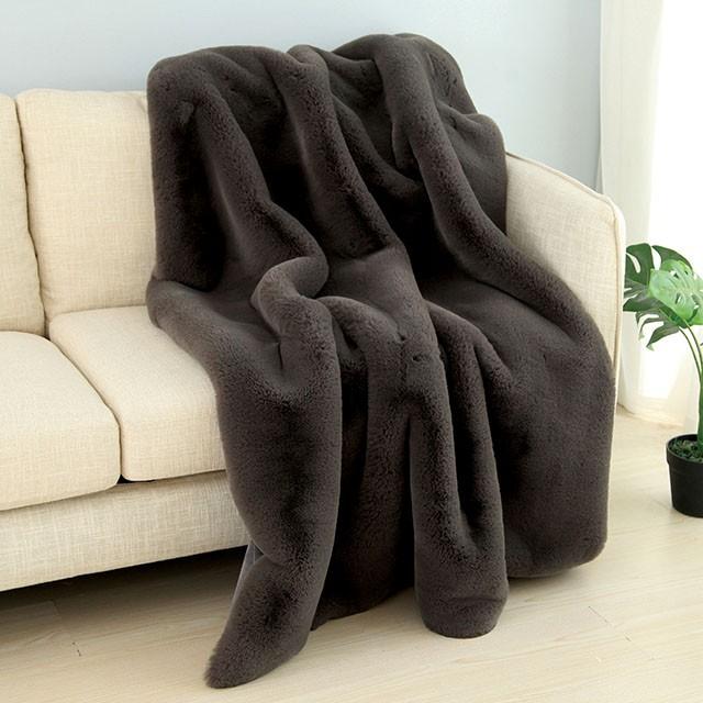 Caparica Charcoal Throw, Silver - Furniture 4 Less Outlet (Salinas,CA)