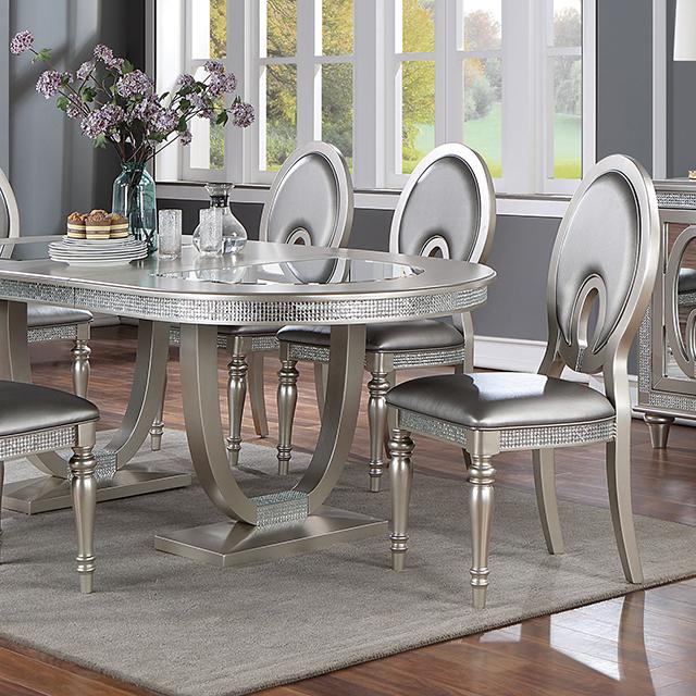 CATHALINA Oval Dining Table, Silver - Furniture 4 Less Outlet (Salinas,CA)