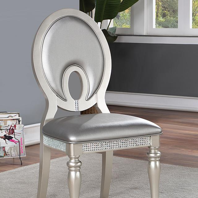 CATHALINA Side Chair (2/CTN), Silver - Furniture 4 Less Outlet (Salinas,CA)