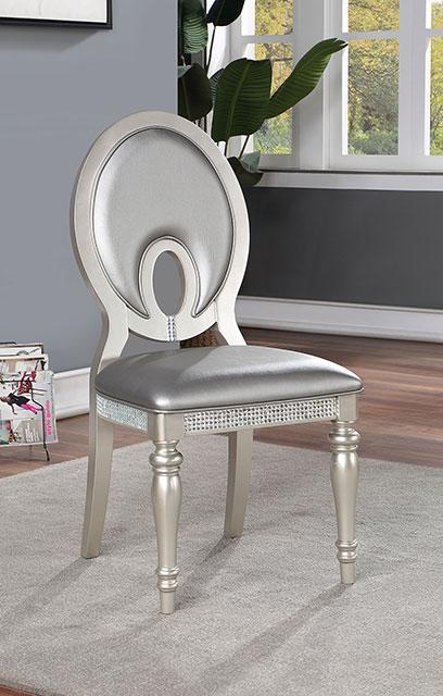 CATHALINA Side Chair (2/CTN), Silver - Furniture 4 Less Outlet (Salinas,CA)