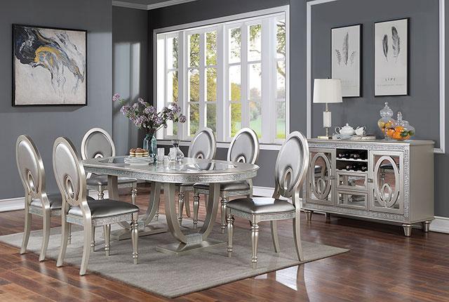 CATHALINA Oval Dining Table, Silver - Furniture 4 Less Outlet (Salinas,CA)