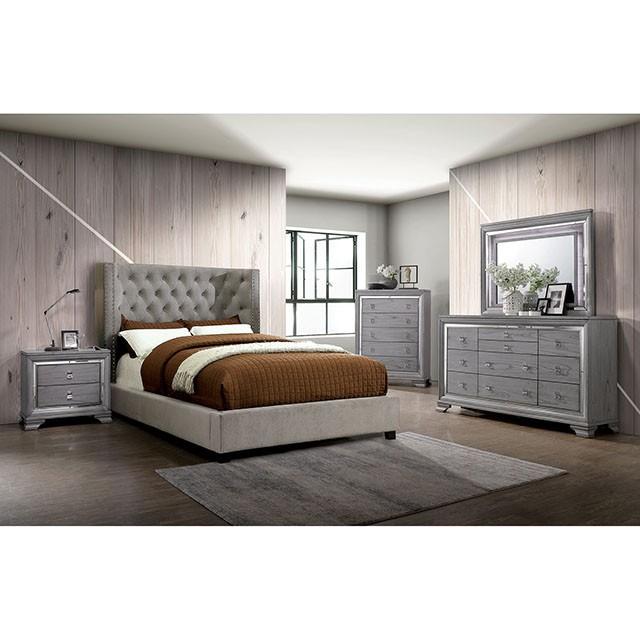 Cayla Cal.King, E.King, & Queen Bed Silver & Grey - Furniture 4 Less Outlet (Salinas,CA)