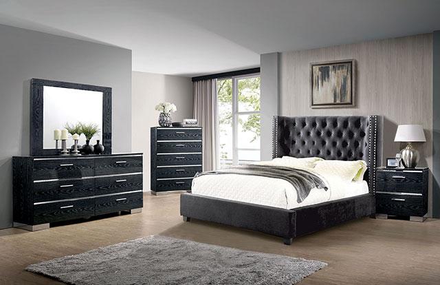 Cayla Cal.King, E.King, & Queen Bed Silver & Grey - Furniture 4 Less Outlet (Salinas,CA)