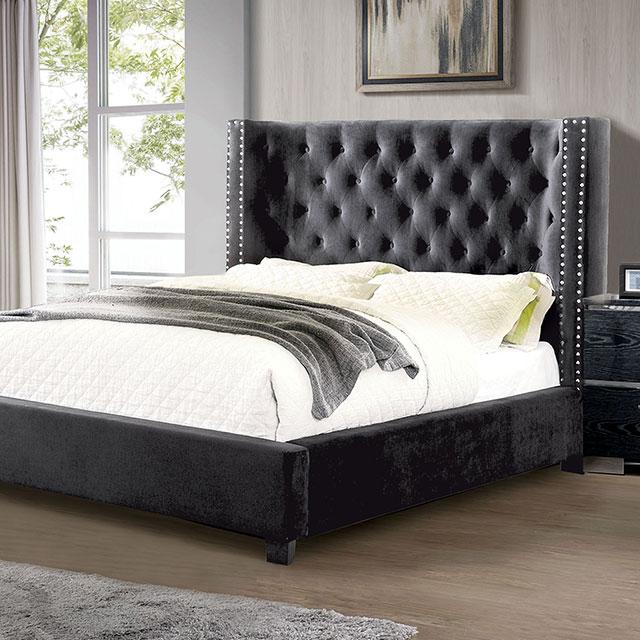 Cayla Cal.King, E.King, & Queen Bed Silver & Grey - Furniture 4 Less Outlet (Salinas,CA)