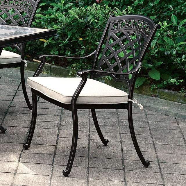 Charissa Antique Black/Beige Arm Chair (4/CTN) - Furniture 4 Less Outlet (Salinas,CA)