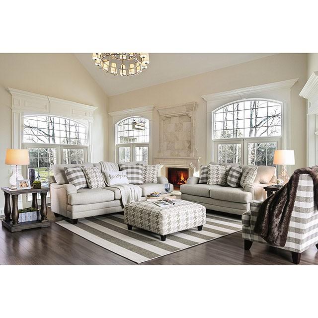 Christine Light Gray/Pattern Ottoman - Furniture 4 Less Outlet (Salinas,CA)
