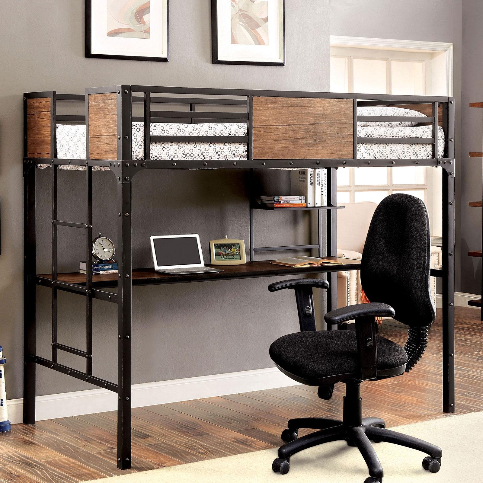 CLAPTON Black Twin Bed w/ Workstation - Furniture 4 Less Outlet (Salinas,CA)