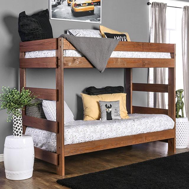Arlette Twin/Twin Bunk Bed Brown, Black, Gray, & White - Furniture 4 Less Outlet (Salinas,CA)