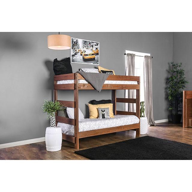 Arlette Twin/Twin Bunk Bed Brown, Black, Gray, & White - Furniture 4 Less Outlet (Salinas,CA)