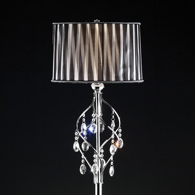 Arya Black/Chrome Floor Lamp, Hanging Crystal - Furniture 4 Less Outlet (Salinas,CA)