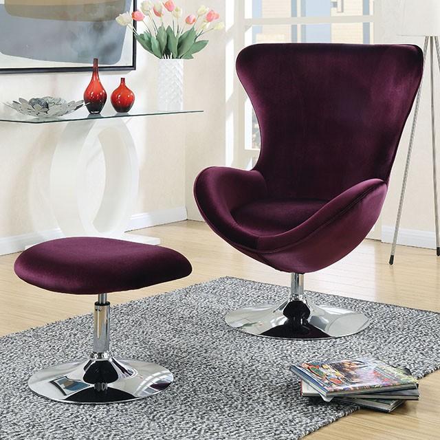 Eloise Purple Accent Chair w/ Ottoman - Furniture 4 Less Outlet (Salinas,CA)