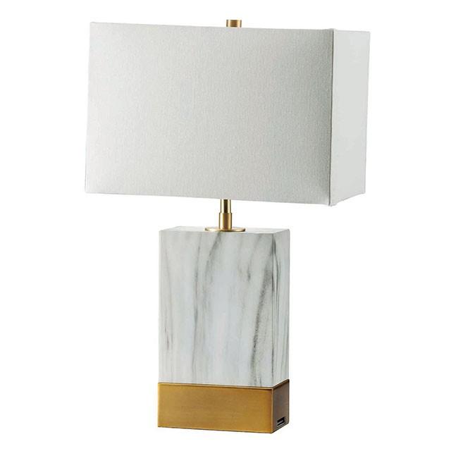 Faith White Marble/Gold 20"H White Marble Gold Table Lamp - Furniture 4 Less Outlet (Salinas,CA)