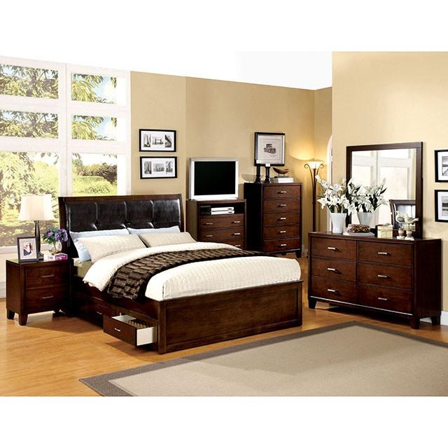 Enrico Full Queen Bed Brown, Black, & Cherry - Furniture 4 Less Outlet (Salinas,CA)
