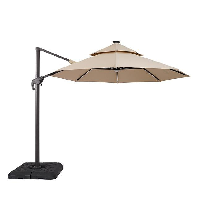 Fera 10 Ft Round Umbrella w/ LED Bulb + 37" Large Base - Furniture 4 Less Outlet (Salinas,CA)