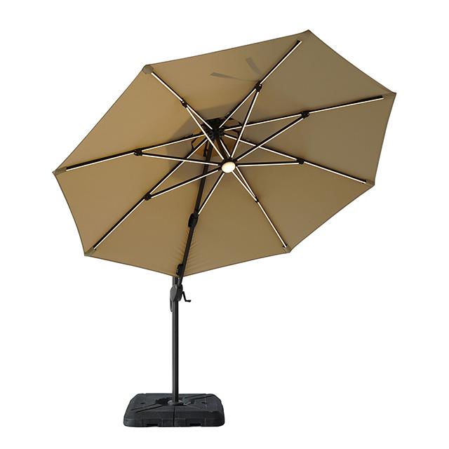 Fera 10 Ft Round Umbrella w/ LED Bulb + 37" Large Base - Furniture 4 Less Outlet (Salinas,CA)
