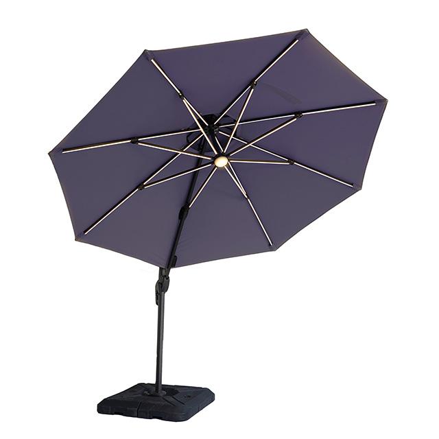 Fera 10 Ft Round Umbrella w/ LED Bulb + 37" Large Base - Furniture 4 Less Outlet (Salinas,CA)