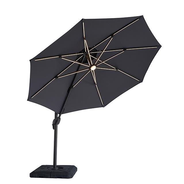 Fera 10 Ft Round Umbrella w/ LED Bulb + 37" Large Base - Furniture 4 Less Outlet (Salinas,CA)